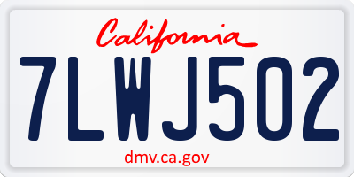 CA license plate 7LWJ502