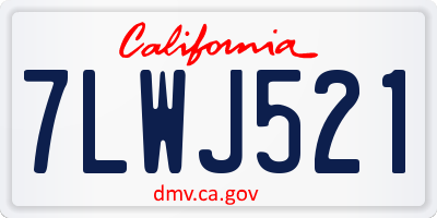 CA license plate 7LWJ521