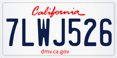 CA license plate 7LWJ526