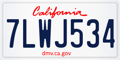 CA license plate 7LWJ534