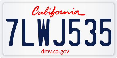 CA license plate 7LWJ535