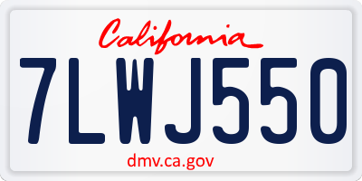 CA license plate 7LWJ550
