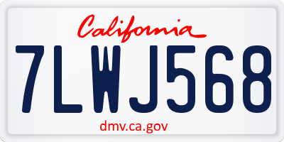CA license plate 7LWJ568