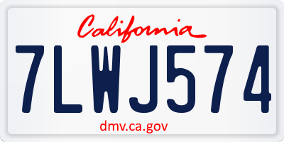 CA license plate 7LWJ574