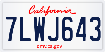 CA license plate 7LWJ643