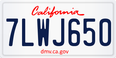 CA license plate 7LWJ650