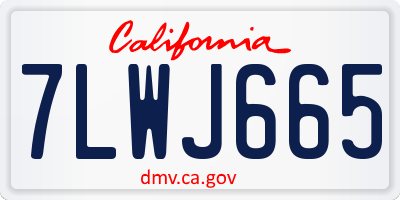 CA license plate 7LWJ665