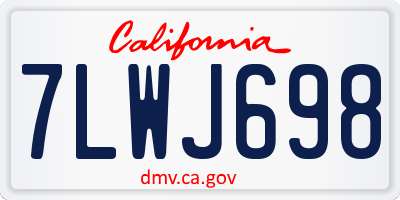CA license plate 7LWJ698