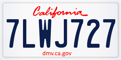 CA license plate 7LWJ727