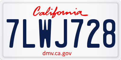CA license plate 7LWJ728
