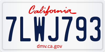 CA license plate 7LWJ793