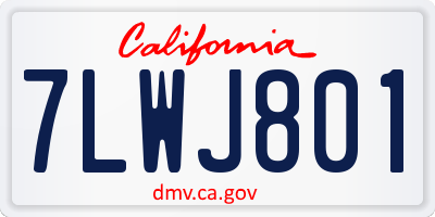 CA license plate 7LWJ801