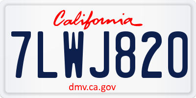 CA license plate 7LWJ820