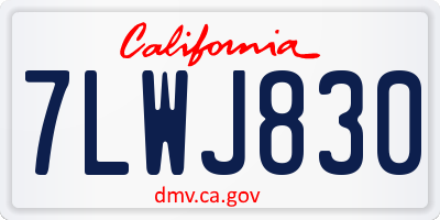 CA license plate 7LWJ830