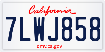 CA license plate 7LWJ858
