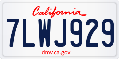 CA license plate 7LWJ929