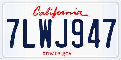 CA license plate 7LWJ947