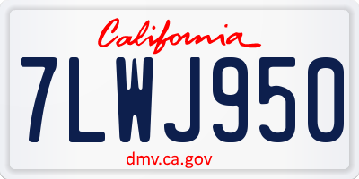 CA license plate 7LWJ950