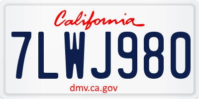 CA license plate 7LWJ980