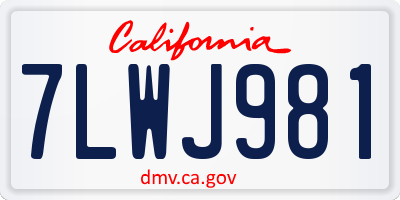 CA license plate 7LWJ981