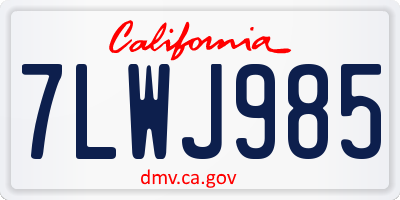 CA license plate 7LWJ985