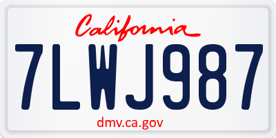 CA license plate 7LWJ987
