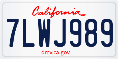 CA license plate 7LWJ989