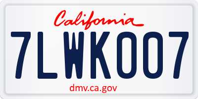 CA license plate 7LWK007