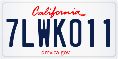 CA license plate 7LWK011