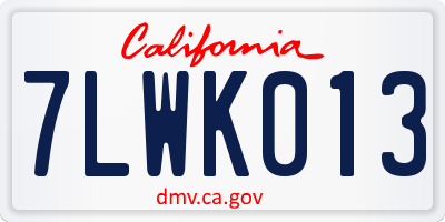 CA license plate 7LWK013