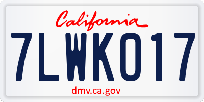 CA license plate 7LWK017
