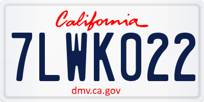 CA license plate 7LWK022