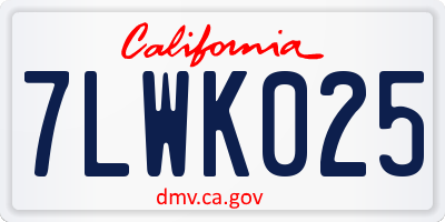 CA license plate 7LWK025