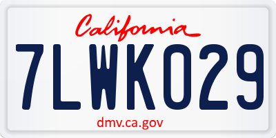 CA license plate 7LWK029