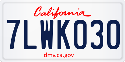 CA license plate 7LWK030