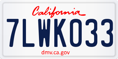 CA license plate 7LWK033