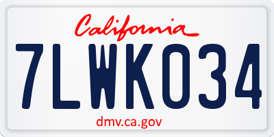 CA license plate 7LWK034