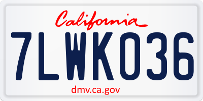 CA license plate 7LWK036