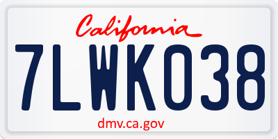 CA license plate 7LWK038