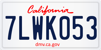 CA license plate 7LWK053