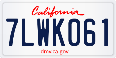 CA license plate 7LWK061