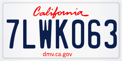 CA license plate 7LWK063