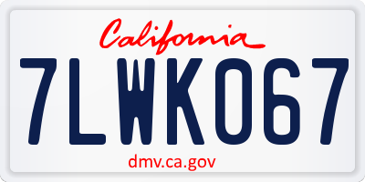 CA license plate 7LWK067