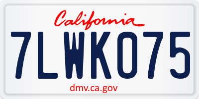 CA license plate 7LWK075