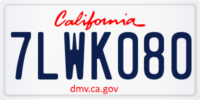 CA license plate 7LWK080