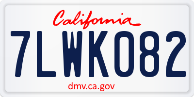 CA license plate 7LWK082