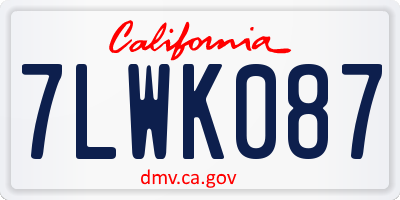 CA license plate 7LWK087