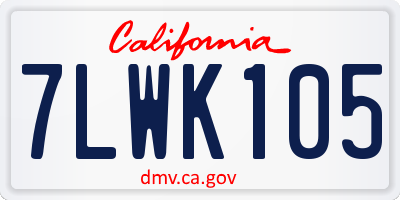 CA license plate 7LWK105