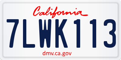 CA license plate 7LWK113
