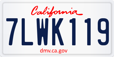 CA license plate 7LWK119